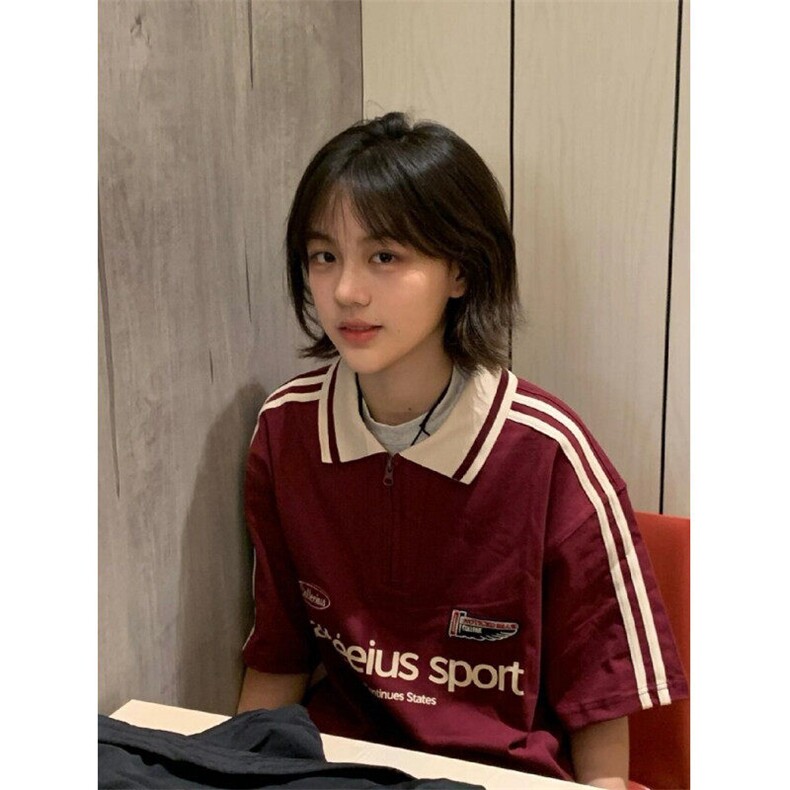 复古polo衫翻领短袖T恤男女款小众设计感学院风情侣体恤TW0023,男装Polo衫,星座1116A（原606A-3）