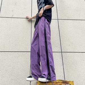 侧边网眼透气休闲裤男士冲锋裤拉链高街帅2026夏季长裤K5599-P43图片
