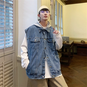 牛仔马甲背心男士秋季美式高街潮牌ins外套宽松休闲马夹MJ131-P68图片