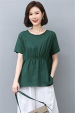 2022夏季新款时尚气质圆领T恤宽松显瘦百搭短袖上衣，女装T恤，阿丹