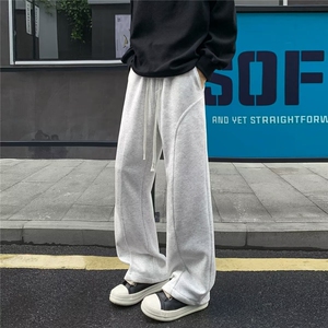 秋季复古重磅弯刀休闲卫裤男女潮牌美式宽松百搭阔腿运动长裤J64图片