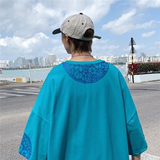 1图案已注册港风青花瓷情侣大码M-5XL风短袖T恤DT7606P35控48，男装T恤，星座226-2