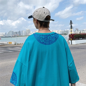 1图案已注册港风青花瓷情侣大码M-5XL风短袖T恤DT7606P35控48图片