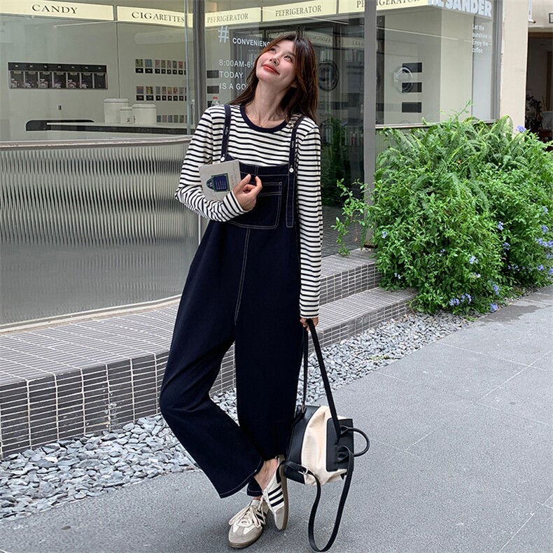 （2024新款现货）学院风背带裤条纹套裤212A-8851-P135-K199,女装套装/套裙,浙宝212A
