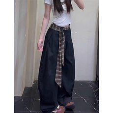 【有货】CK903CC-特P48格子腰带拼接阔腿工装裤子男女，男装工装外套，星座1007（原301D）