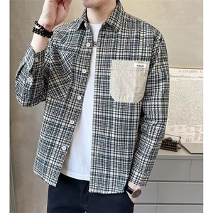 1506-1/C5341/P40新款衬衫男秋装宽松小众设计感上衣男生潮流百搭图片