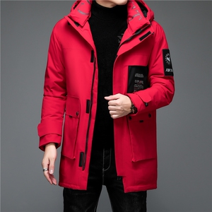 羽绒服男连帽冬季中年男士保暖白鸭绒外套爸爸装ALXB8858-P365图片