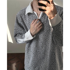 美式重磅雪尼尔长袖T恤男秋冬季打底衫polo衫加绒加厚卫衣外套男，男装T恤，电商B319