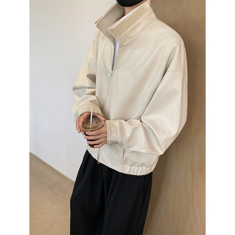 美拉德双层领双拉链设计宽松短款翻领毛呢夹克外套B289-F2467P105，男装夹克，电商B289