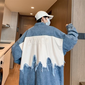 设计感水洗拼接牛仔夹克男女潮牌街头宽松bf风休闲外套J2084-P59图片