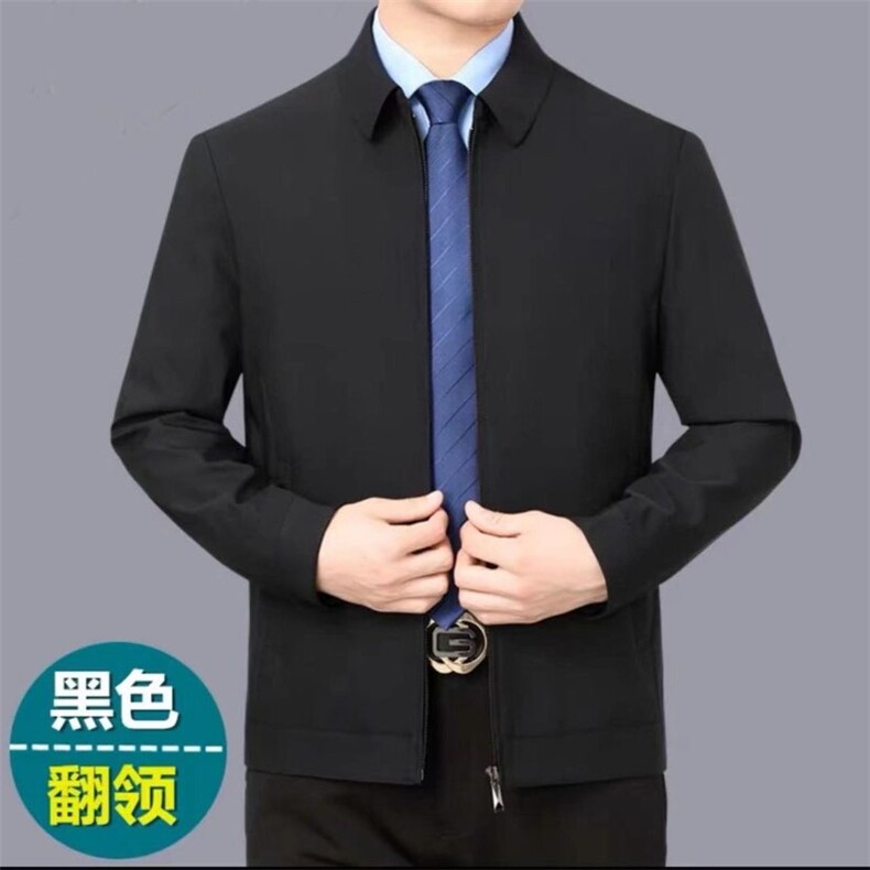 春秋冬季新款商务夹克中老年父亲翻领拉链宽松外套休闲舒适上衣,男装夹克,星座1511