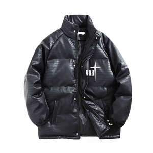 港风棉衣棉服鳄鱼纹PU皮面包服立领棉袄皮衣外套1611-P90量大有差图片