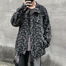秋季ins暗黑潮牌嘻哈牛仔外套男休闲腰果花潮流宽松夹克W001，男装夹克，星座1008