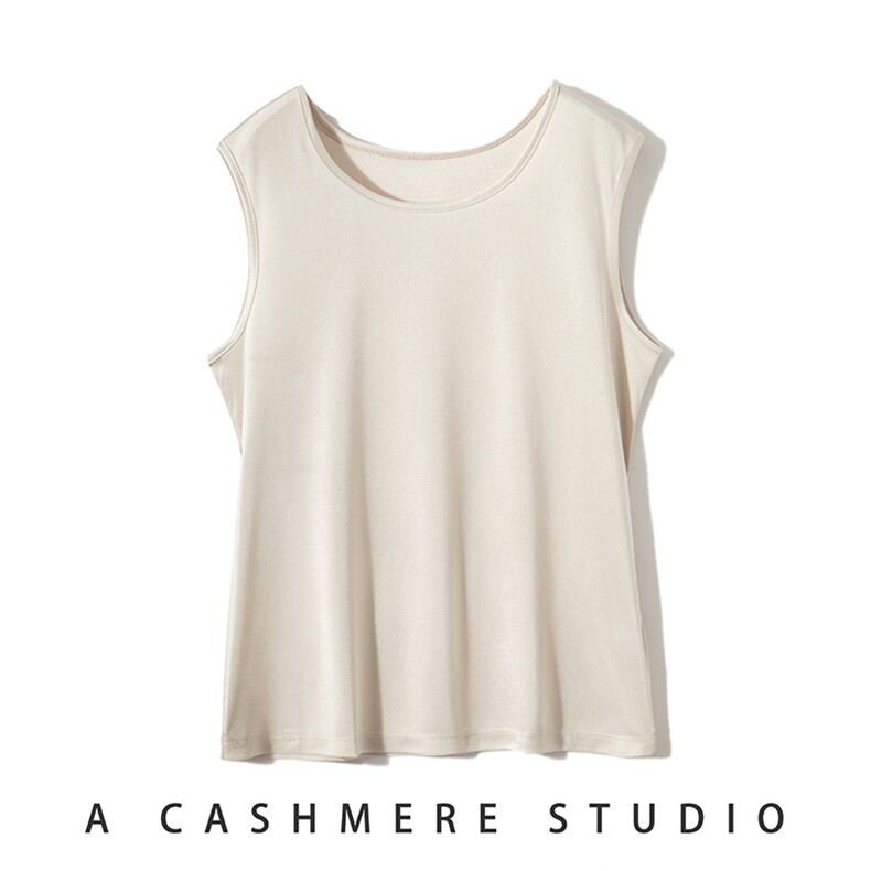 优雅气质女装无袖T恤舒适柔软丝绸背心吊带百搭显瘦上衣，女装背心吊带，澳冬特羊绒