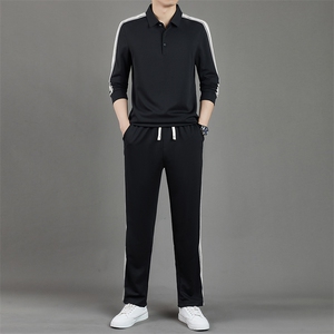 R-GJB238Z21秋季男式长袖长裤两件套运动休闲翻领修身t恤套装,秋季婆婆婚礼旗袍搭配鞋子图片图片