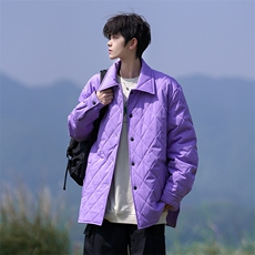 M3088-P70冬季新款菱形格翻领燕尾宽松棉衣，男装棉衣，星座109