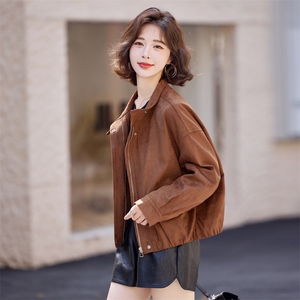欧货气质麂皮绒短外套潮2025秋新款女小个子高级洋气宽松皮衣夹克图片