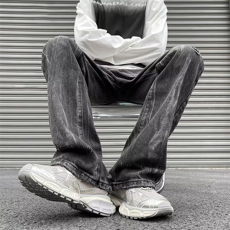 美式高街牛仔裤男韩版潮流破洞帅个性2024冬季ins长裤RK1262-P49,男装牛仔裤,星座412-3