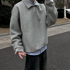 抖音得物高品质二开25秋冬美式高街结构设计POLO翻领卫衣外套W77，男装卫衣，电商A486-1