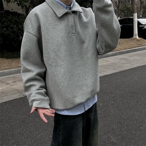 抖音得物高品质二开 25秋冬美式高街结构设计POLO翻领卫衣外套W77图片