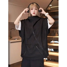 慵懒新款日系气质斜拉链连帽马甲女四季可穿外套潮文艺MZ39，女装短外套，星座1116A（原606A-3）