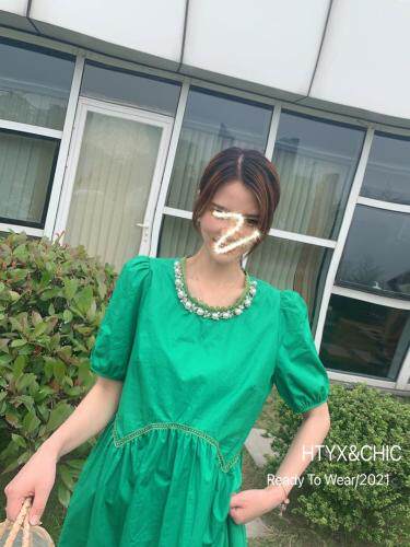 排单，珍珠项链素色娃娃裙，女装，HTYX(6F)