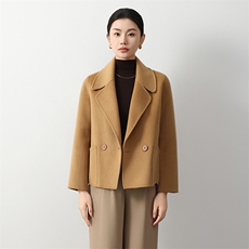 短款气质双面羊毛大衣女2024秋冬新款双面呢大衣，女装双面呢大衣，众策羊绒
