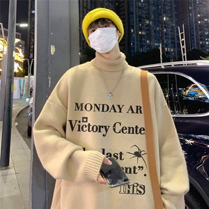 港风夜景蜘蛛印花时尚宽松百搭可翻高领毛衣A247-M8951特批45控78图片