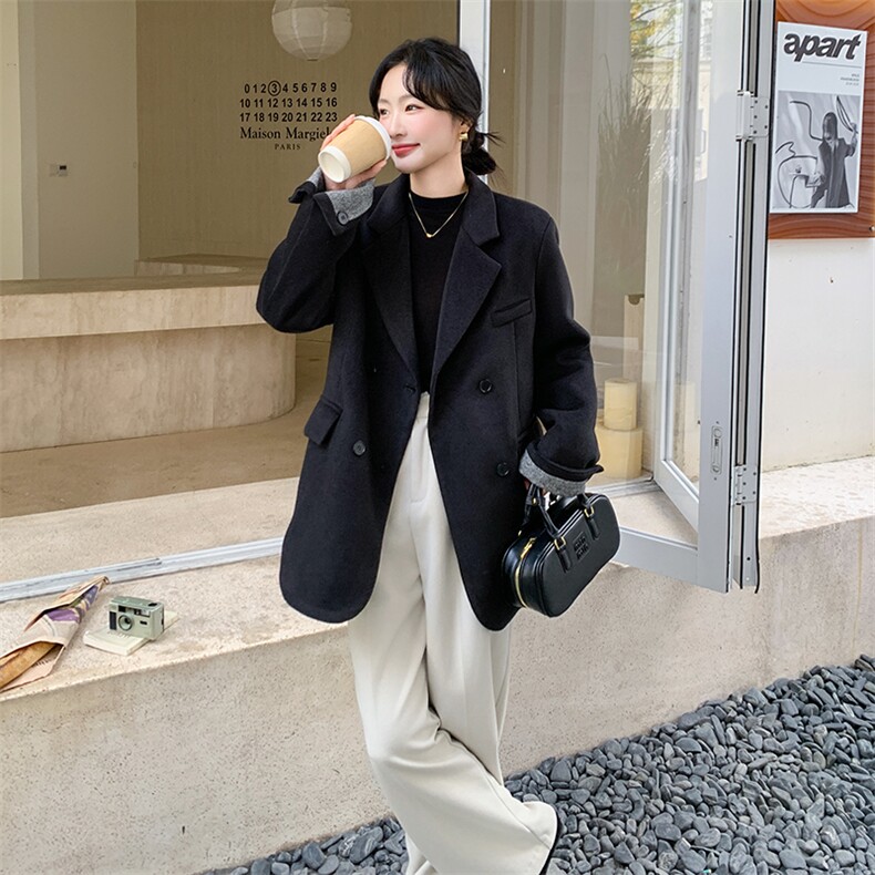 数据好黑色西装90羽绒内胆毛呢外套1256P275K408,女装羽绒服,2C176