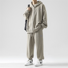 新品套装美式潮流纯色ins风条绒三件套宽松坠感SJT875-特批176，男装休闲套装，星座718