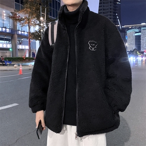 冬季新款港风羊羔毛棉衣男宽松百搭加厚情侣棉服外套 W2270-P44图片