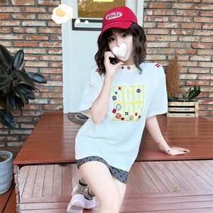 万针全刺绣工艺抖音得物高品质260克重磅纯棉双纱美式高街短袖T恤图片