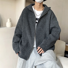 秋冬加厚加绒连帽开衫毛衣慵懒风针织衫外套M600-p75，男装针织衫/毛衣，星座1212