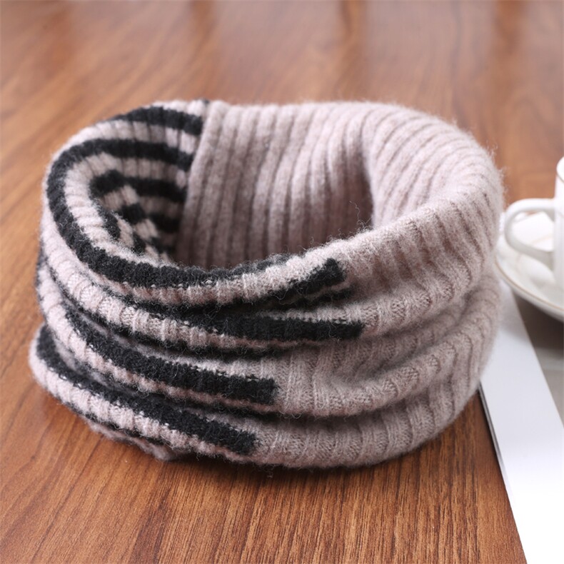 2025百搭时尚竖条纹脖套，围巾，九月九羊绒