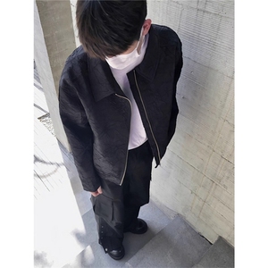 外套男春秋季美式高街褶皱翻领棒球服潮牌飞行员夹克图片