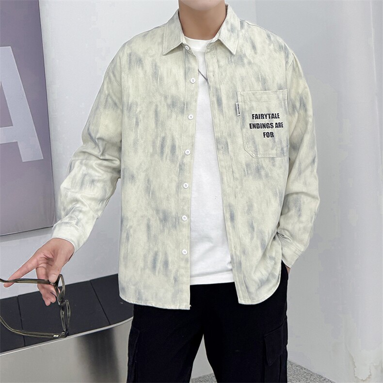 寸衫型夹克高品质纯棉加厚扎染店主社会小伙潮牌新款外套CS79P68图片