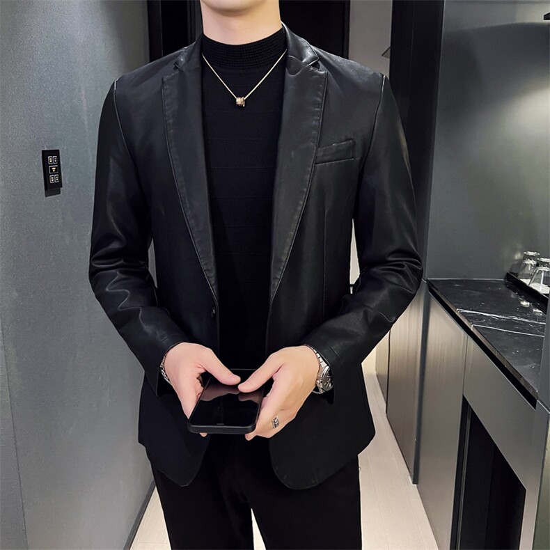 2023秋冬社会小伙PU皮衣男生机车皮夹克帅气休闲外套 LE611-P95图片
