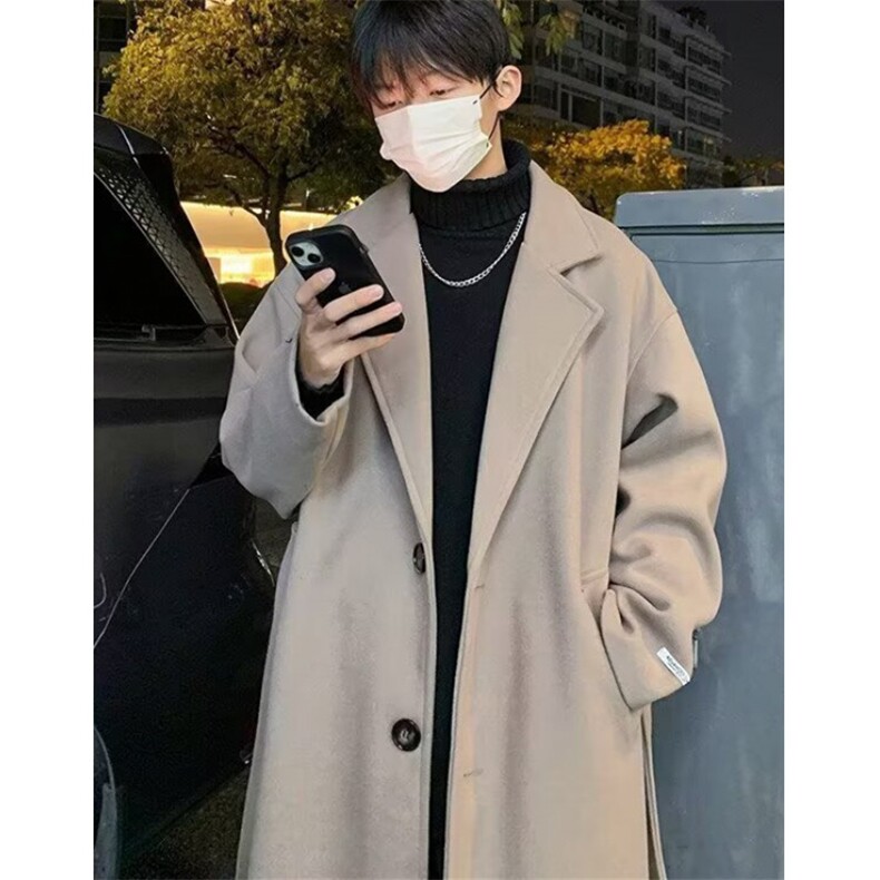 双面羊绒绵羊毛黑色毛呢大衣男中长款加厚绅装外套M215,男装毛呢大衣,星座1116A（原606A-3）