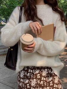 新款秋季针织纯色套头衫时尚百搭休闲风女图片