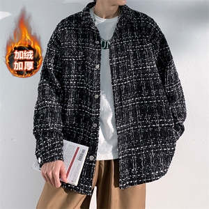 大码加绒加厚夹克男时尚千鸟格翻领长袖外套J25025J加绒-P80控118图片 大码加绒加厚夹克男时尚千鸟格翻领长袖外套J25025J加绒-P80控118图片