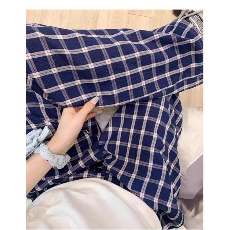 AK2313-P50格子阔腿裤2025新款高腰休闲宽松格纹山本裤,女装休闲裤,星座617A-2