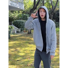 重磅高品质硬挺boxy26春装美式高街结构撞色拼接连帽卫衣开衫外套，女装短外套，电商A486-1