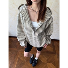 秋冬季连帽卫衣男女韩版宽松小个子条纹开衫外套1008-LHT2522-P64，女装短外套，星座1008