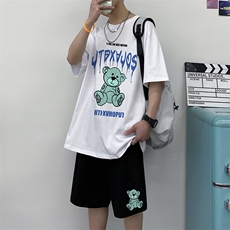 夏季休闲运动套装韩版潮流短袖短裤帅气ins港风A161-2-TZ08-P50，男装休闲套装，电商A161-2