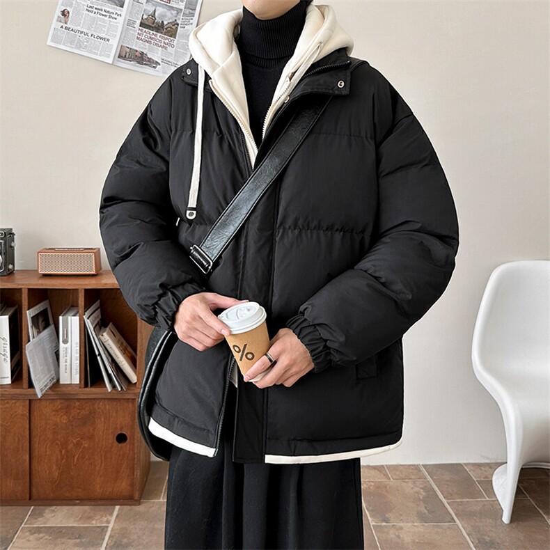 冬季假两件棉服D4134-TP75不多色可选！连帽保暖撞色面包服,男装棉衣,电商A102