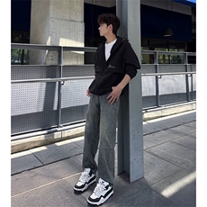 抖音得物休闲直筒牛仔裤男显显瘦宽松百搭美式复古水洗长裤AK13，男装牛仔裤，电商A443