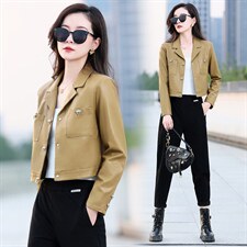 2025年春季新款时尚潮流水洗皮小外套，女装皮衣，臻衣坊