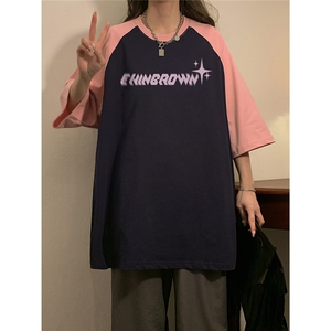 1中性大码M-5XL插肩袖设计情侣女美式潮短袖T恤男DT8794P35控49图片