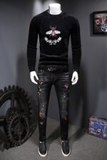 3561冬季新款加厚保暖蜜蜂刺绣休闲蚕丝羊绒毛衫水貂绒（长，男装针织衫/毛衣，钱塘2010-1
