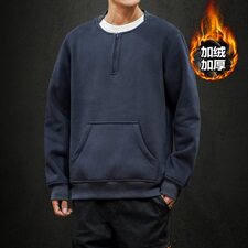 2019冬季新款马切达日系大码宽松休闲纯色加绒加厚卫衣男W656-P50，男装卫衣，电商A001